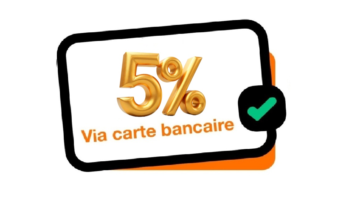 5% remise sur tous les payements en ligne 